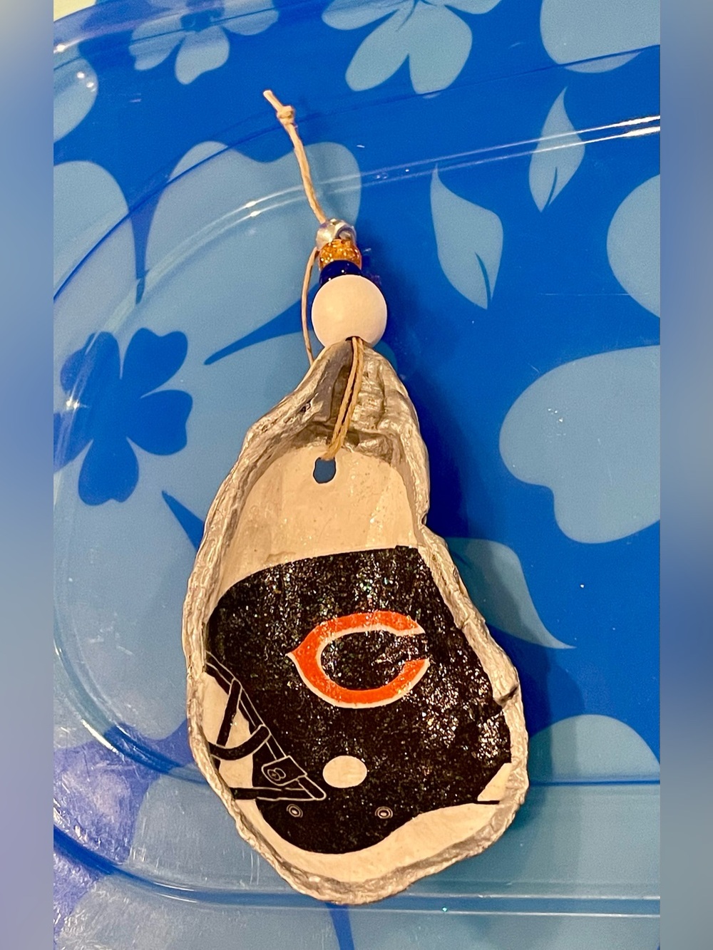 Chicago Bears Christmas Ornament- Handmade- Shell Ornament